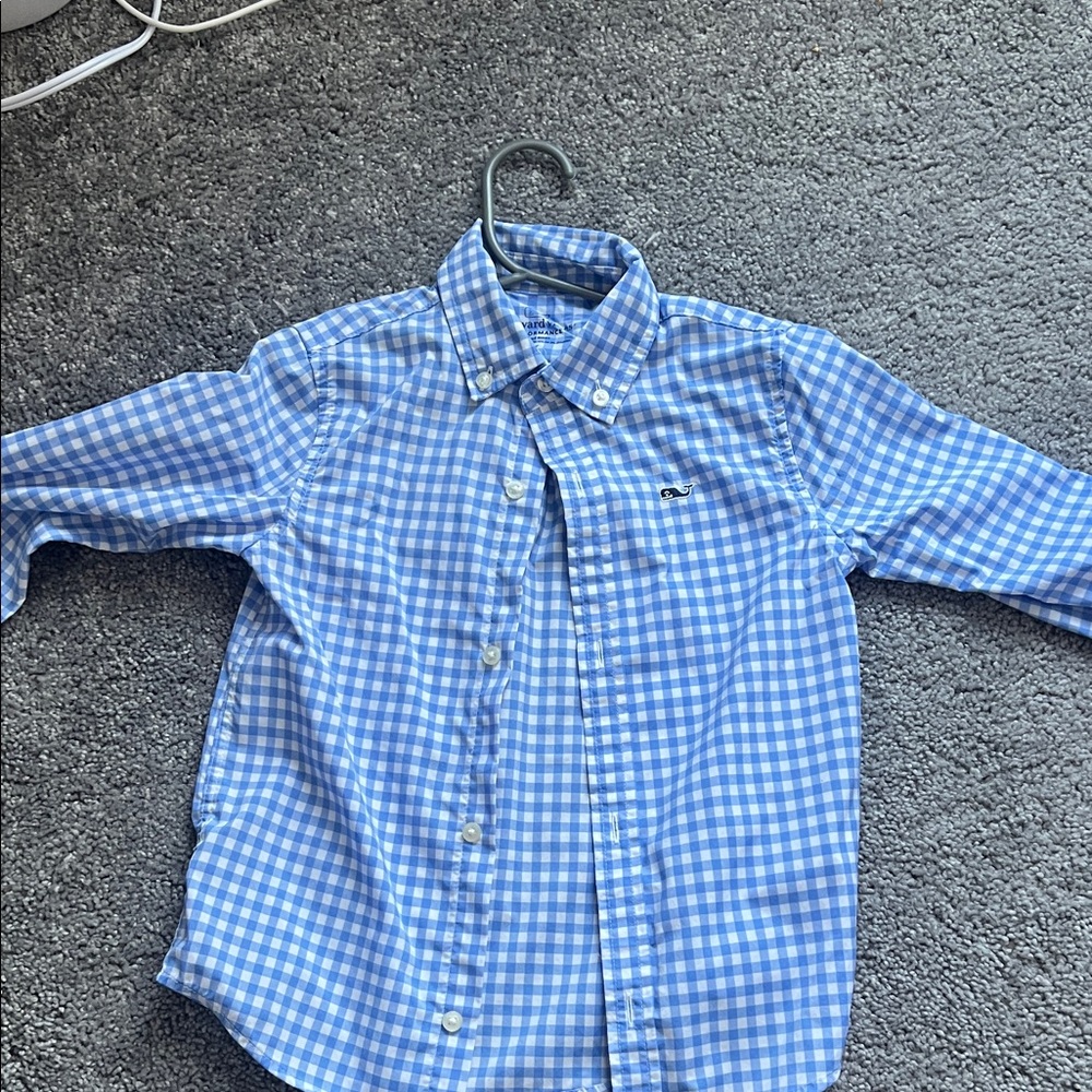 Vineyard Vines Kids Blue and White Checkered Shirt